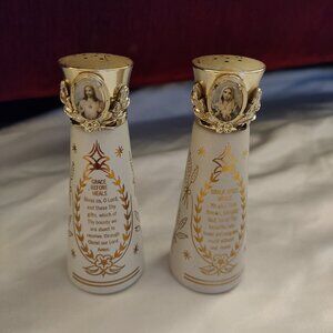 Vintage Ceramic Jesus and Mary Salt Pepper Shaker Set made in Japan